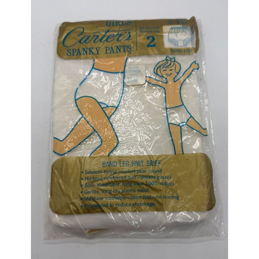 NEW Vintage Girls Carter’s Spanky Pants Set of 2 Band Leg Briefs Size 3